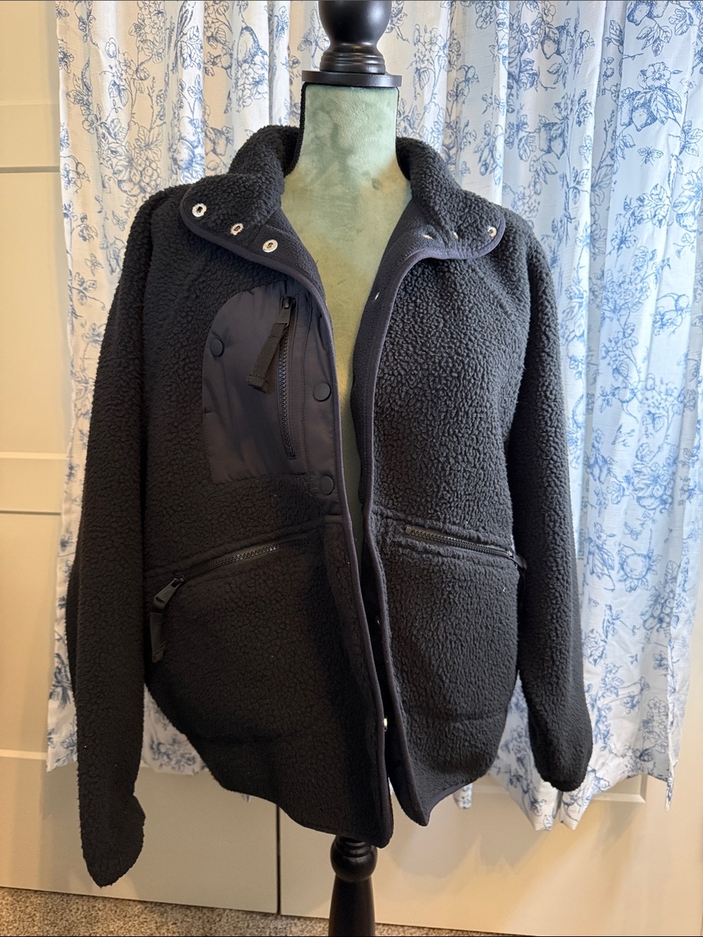 FP Movement by Free People Black Sherpa Jacket with Zip Pockets